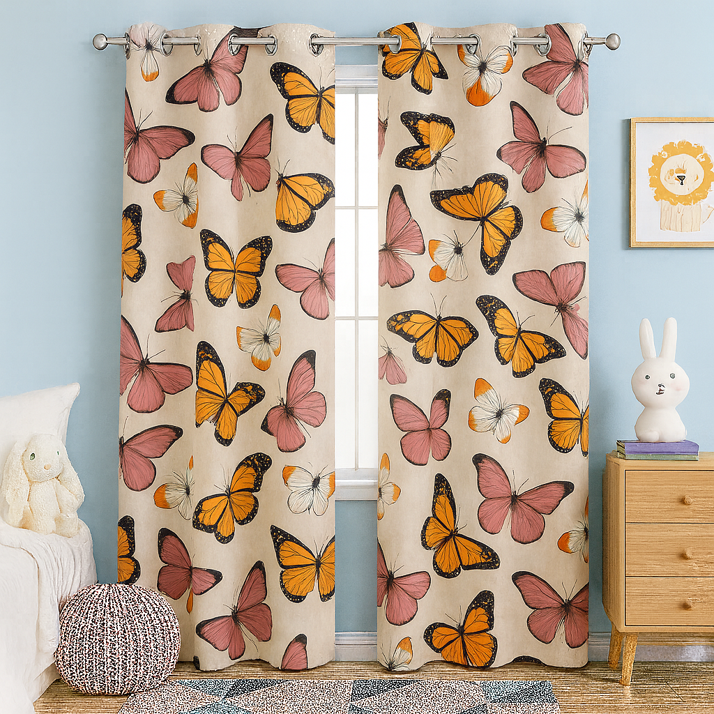 Butterfly Curtain for Kid's Room I Premium Fabric I Custom Size Available