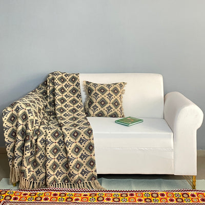 Sofa Throw cum Cushion Cover Set – 100% Cotton