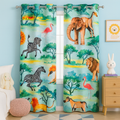 Jungle Safari Curtain for Kid's Room I Premium Fabric I Custom Size Available