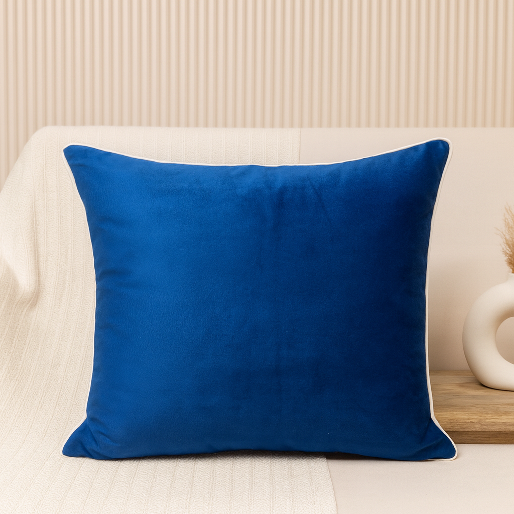 Soft Velvet Cushion Cover for Sofa & Bed – Dark Blue, Reversible, 16x16 Inches