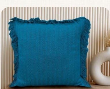 Cotton Cushion Covers with Fringes I 16/16 Inches I Set of 2