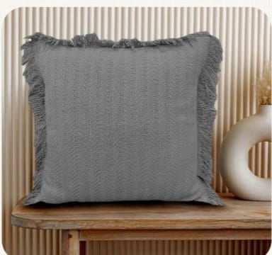 Cotton Cushion Covers with Fringes I 16/16 Inches I Set of 2