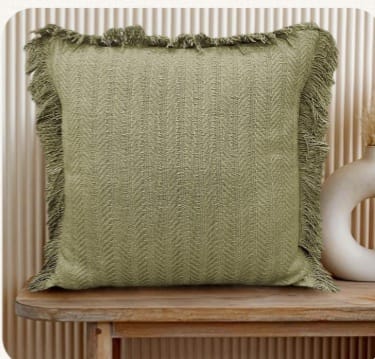 Cotton Cushion Covers with Fringes I 16/16 Inches I Set of 2