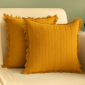 Cotton Cushion Covers with Fringes I 16/16 Inches I Set of 2