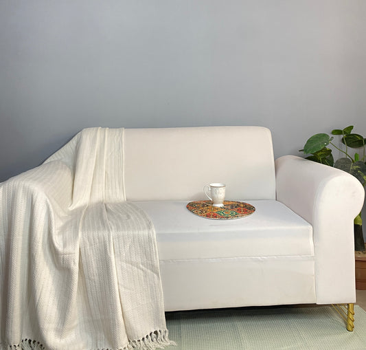 Soft Solid Cotton Throw I White