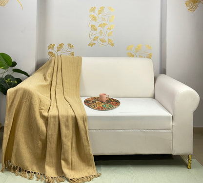 Soft Solid Cotton Throw I  Mustard