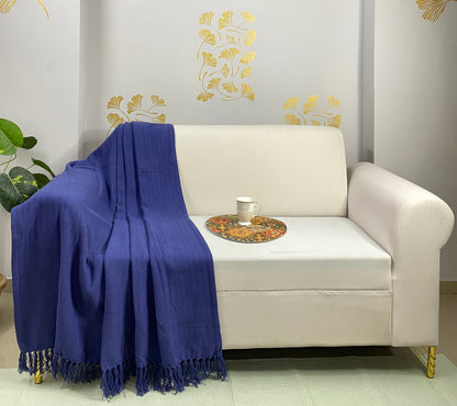 Soft Solid Cotton Throw I  Mustard