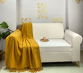 Soft Solid Cotton Throw I  Mustard