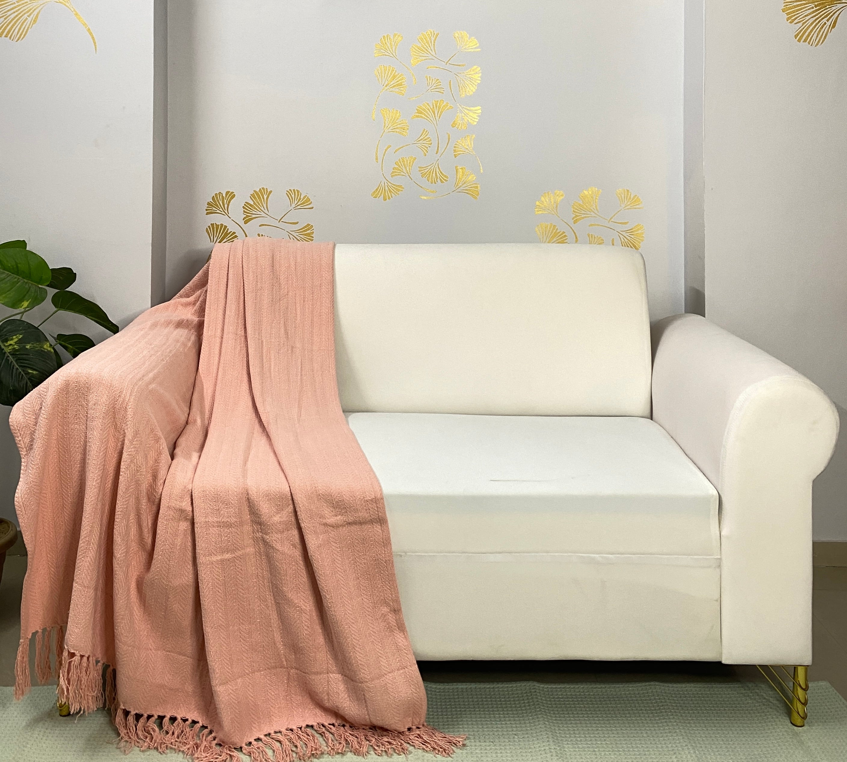 Soft Solid Cotton Throw I  Beige
